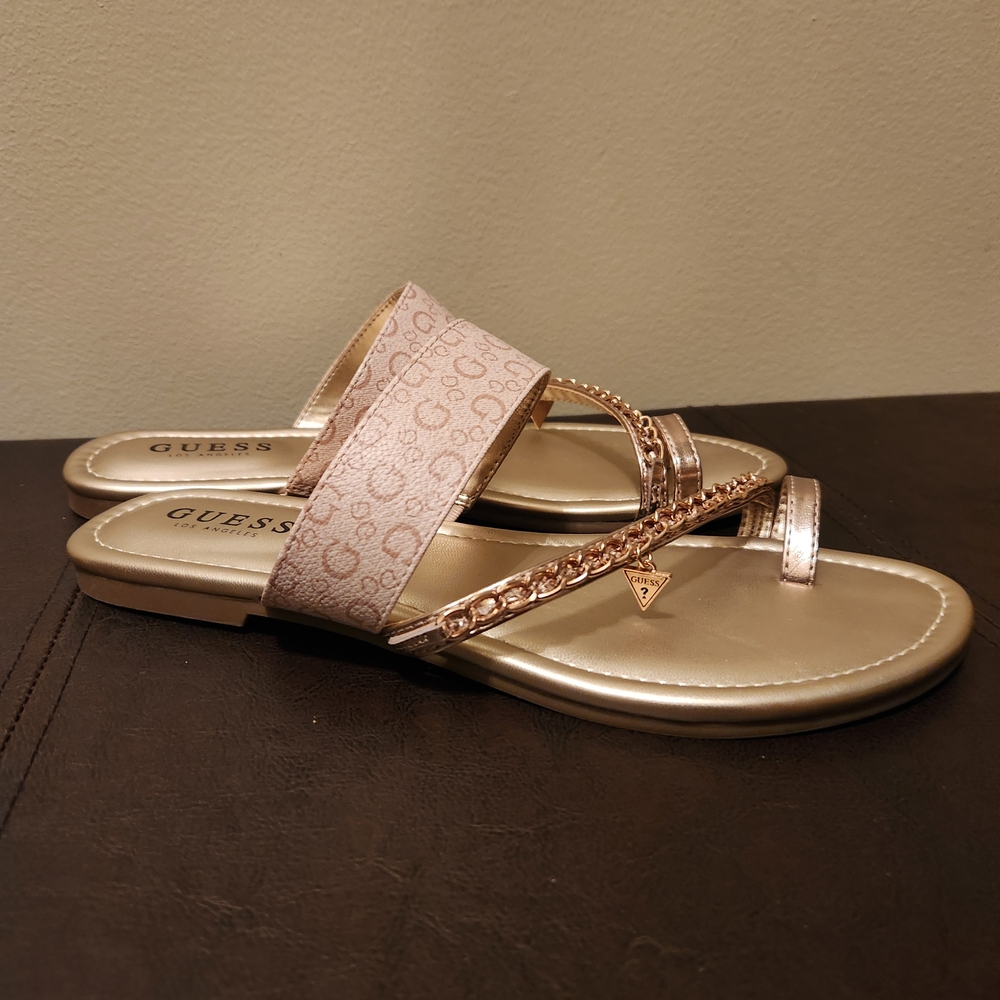 Guess Women's Gold and Cream Sandals